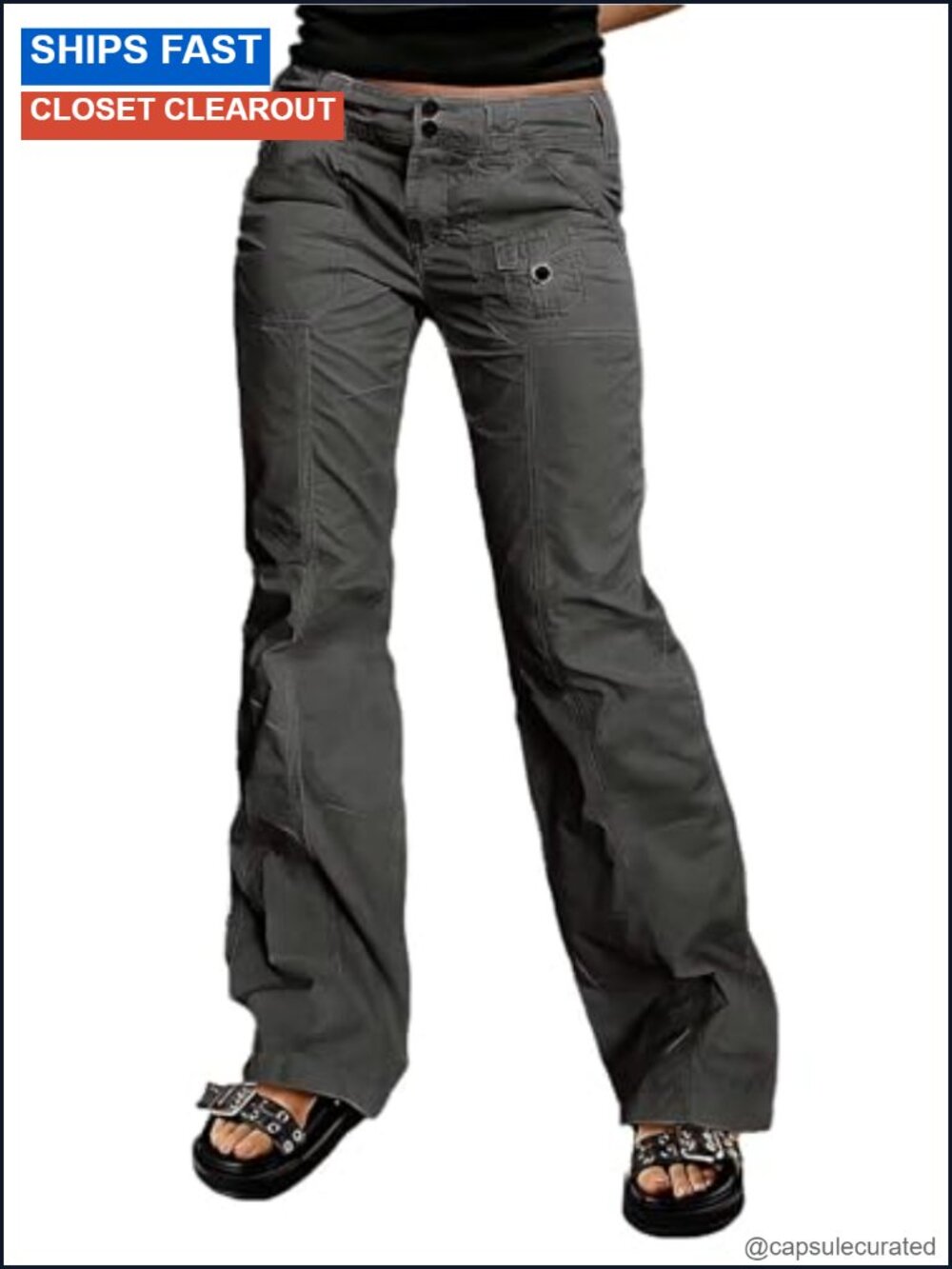 Women's Mid Rise Straight Leg Cotton Chino Pants with Pockets